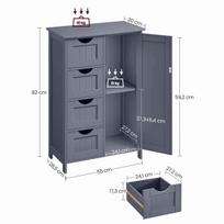 siaurus stalciai - VONIOS KAMBARIO SPINTELĖ VASAGLE LHC41GY, tamsiai pilka (Dark Gray) - 4 nuotrauka