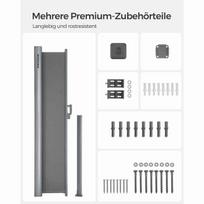 pavesines sonine - SONGMICS Ištraukiama šoninė markizė 200x400 cm, antracitas (Anthracite) - 3 nuotrauka