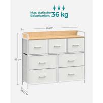 komoda medziaginiais stalciais - Songmics Komoda LTS137B01 su 7 medžiaginiais stalčiais, Balta (White) - 4 nuotrauka