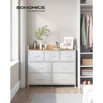 komoda medziaginiais stalciais - Songmics Komoda LTS137B01 su 7 medžiaginiais stalčiais, Balta (White) - 9 nuotrauka
