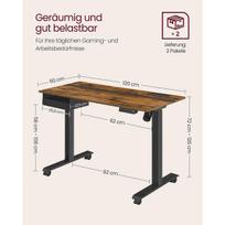 rasomasis stalas elektrinis - Songmics Vasagle Reguliuojamo aukščio rašomasis stalas 60 x 120 cm, ruda/juoda (Brown/Black) - 3 nuotrauka