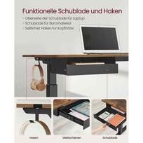 rasomasis stalas elektrinis - Songmics Vasagle Reguliuojamo aukščio rašomasis stalas 60 x 120 cm, ruda/juoda (Brown/Black) - 4 nuotrauka