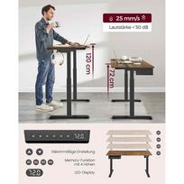 rasomasis stalas elektrinis - Songmics Vasagle Reguliuojamo aukščio rašomasis stalas 60 x 120 cm, ruda/juoda (Brown/Black) - 7 nuotrauka