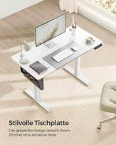 reguliuojamo aukscio stalas - Songmics Reguliuojamo aukščio elektrinis rašomasis stalas 120x60 cm, Baltas/Pilkas (White/Grey) - 4 nuotrauka