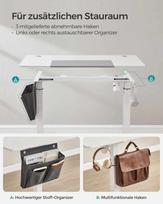 reguliuojamo aukscio stalas - Songmics Reguliuojamo aukščio elektrinis rašomasis stalas 120x60 cm, Baltas/Pilkas (White/Grey) - 6 nuotrauka