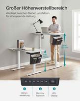 reguliuojamo aukscio stalas - Songmics Reguliuojamo aukščio elektrinis rašomasis stalas 120x60 cm, Baltas/Pilkas (White/Grey) - 7 nuotrauka