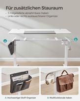 rasomasis stalas elektrinis - Songmics Reguliuojamo aukščio elektrinis stalas 70x160 cm, Baltas (White) - 6 nuotrauka
