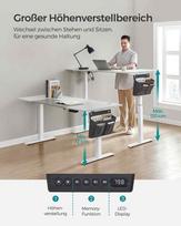 rasomasis stalas elektrinis - Songmics Reguliuojamo aukščio elektrinis stalas 70x160 cm, Baltas (White) - 7 nuotrauka