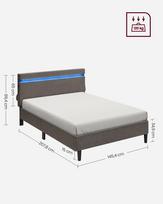 vasagle lova - Lova Songmics Vasagle, 140 x 190 cm, tamsiai pilka (Dark Grey), su LED apšvietimu - 2 nuotrauka
