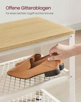 prieskambario baldai - Vasagle Batų suoliukas su 2 metalinėmis lentynomis, ąžuolo smėlio spalvos - klasikinė balta (Oak Sand - Classic White) - 5 nuotrauka