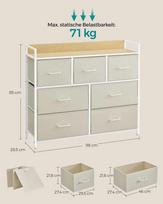 komoda medziaginiais stalciais - Komoda Songmics 7 stalčių, kreminė balta (Cream White) - 4 nuotrauka