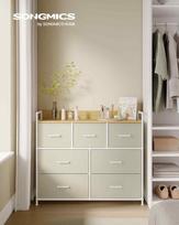 komoda medziaginiais stalciais - Komoda Songmics 7 stalčių, kreminė balta (Cream White) - 9 nuotrauka