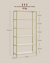 vonios spintele 30 - Vasagle vonios lentyna, 30 x 80 x 177,3 cm, skaidri/metalinis auksas (Transparent/Metallic Gold) - 3 nuotrauka