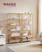 vonios spintele 30 - Vasagle vonios lentyna, 30 x 80 x 177,3 cm, skaidri/metalinis auksas (Transparent/Metallic Gold) - 7 nuotrauka