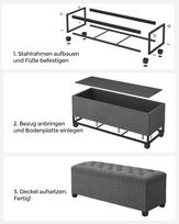 suoliukas daiktadeze - Songmics Sulankstomas suoliukas-daiktadėžė, tamsiai pilkas (Dark Gray) - 2 nuotrauka