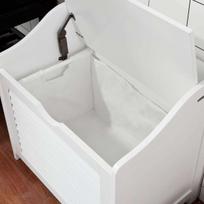 skalbiniu deze - Sobuy Skalbinių dėžė FSR40-W, balta/šviesiai ruda (White/Light Brown) - 4 nuotrauka