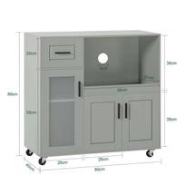 indai mikrobangu - Sobuy Virtuvės spintelė su ratukais Bokštelis FSB78-HG, pilka/juoda (Grey/Black) - 9 nuotrauka