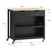 virtuves stalas su stalciumi - SoBuy Virtuvės sala ant ratukų FKW74-SCH, juoda (Black) - 9 nuotrauka