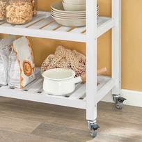 spintele su stalciais - SoBuy Virtuvės sala ant ratukų FKW68-WN, balta/ruda (White/Brown) - 2 nuotrauka