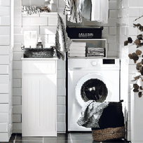 skalbiniu spintele - Sobuy BZR110-W vonios spintelė su skalbinių krepšiais, balta (White) - 3 nuotrauka
