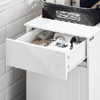 skalbiniu spintele - Sobuy BZR110-W vonios spintelė su skalbinių krepšiais, balta (White) - 6 nuotrauka