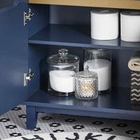 spintele po kriaukle - Pastatoma vonios spintelė po kriaukle 60x30x59cm., mėlynos/šviesiai rudos spalvos - 4 nuotrauka