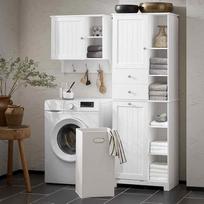 auksta vonios spintele sobuy - Sobuy Vonios spintelė BZR104-W, balta/sidabrinė (White/Silver) - 2 nuotrauka