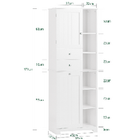 auksta vonios spintele sobuy - Sobuy Vonios spintelė BZR104-W, balta/sidabrinė (White/Silver) - 9 nuotrauka