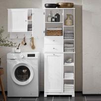 auksta vonios spintele sobuy - Sobuy Vonios spintelė BZR104-W, balta/sidabrinė (White/Silver) - 10 nuotrauka