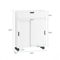 balta spintele su ratukais - SoBuy vonios kambario spintelė su ratukais BZR31-W, balta/juoda (White/Black) - 8 nuotrauka