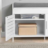 prieskambario baldai - SoBuy batų suoliukas FSR102-W, baltas/pilkas (White/Grey) - 3 nuotrauka