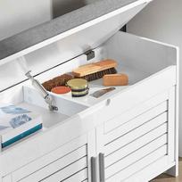 prieskambario baldai - SoBuy batų suoliukas FSR102-W, baltas/pilkas (White/Grey) - 5 nuotrauka