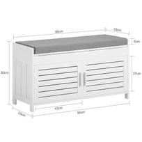 prieskambario baldai - SoBuy batų suoliukas FSR102-W, baltas/pilkas (White/Grey) - 8 nuotrauka