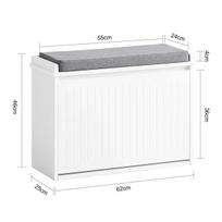 prieskambario baldai - SoBuy suoliukas su batų dėže FSR98-W, baltas (White) - 6 nuotrauka