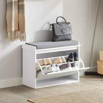 prieskambario baldai - SoBuy suoliukas su batų dėže FSR98-W, baltas (White) - 7 nuotrauka