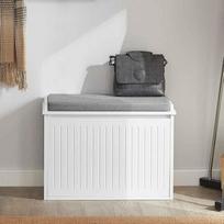 prieskambario baldai - SoBuy suoliukas su batų dėže FSR98-W, baltas (White) - 8 nuotrauka