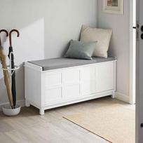 prieskambario baldai batu - SoBuy Suoliukas su 2 durelėmis FSR86-W, baltas (White) - 2 nuotrauka
