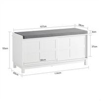 prieskambario baldai batu - SoBuy Suoliukas su 2 durelėmis FSR86-W, baltas (White) - 6 nuotrauka