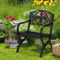 senovines kedes - Bonideco Metalinė senovinė sodo kėdė, juoda (Black) - 8 nuotrauka