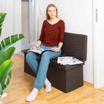 suoliukas daiktadeze - Bonideco Suolas su daiktadėže ir atlošu, pilkas (Gray) - 6 nuotrauka