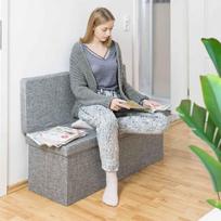 suoliukas daiktadeze - Bonideco Suolas su daiktadėže ir atlošu, pilkas (Gray) - 9 nuotrauka