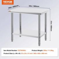 staliaus darbastalis - Virtuvinis darbo stalas Vevor,80x60x90cm, sidabrinis - 6 nuotrauka