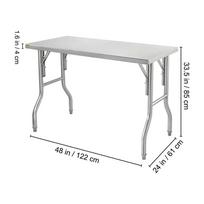 metalo detektorius - Sulankstomas virtuvinis darbo stalas Vevor,122x61x85cm, sidabrinis - 4 nuotrauka