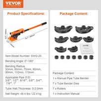 montavimo stakles - Vevor Vamzdžių lenkimo įrankis Ø10-25mm 3/8"-1" - 6 nuotrauka