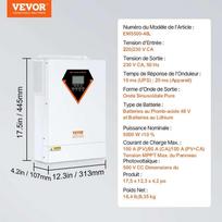 saules 500w - Vevor EM5500-48W Hibridinis saulės inverteris kroviklis 5500W 230V su 100A MPPT - 6 nuotrauka