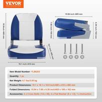 baidares - Vevor Sulankstoma valtės sėdynė su porolonu, Mėlyna (Blue) - 6 nuotrauka