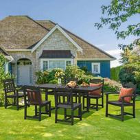 stalas su kedemis - Lauko baldų komplektas VLX Outdoor Dining Set 3058284, juodas, 6 vietų - 5 nuotrauka
