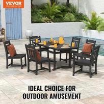 stalas su kedemis - Lauko baldų komplektas VLX Outdoor Dining Set 3058284, juodas, 6 vietų - 6 nuotrauka