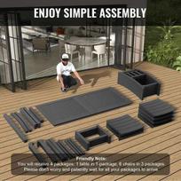 stalas su kedemis - Lauko baldų komplektas VLX Outdoor Dining Set 3058284, juodas, 6 vietų - 7 nuotrauka