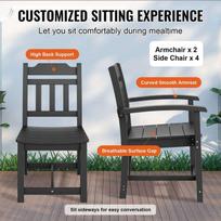 stalas su kedemis - Lauko baldų komplektas VLX Outdoor Dining Set 3058284, juodas, 6 vietų - 8 nuotrauka